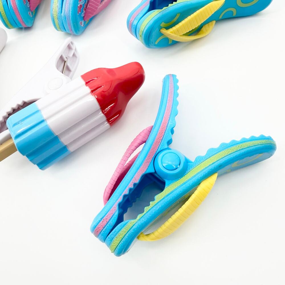 Tropical Flip Flop & Popsicle Beach Towel Chair Clips Pool Vacation Set